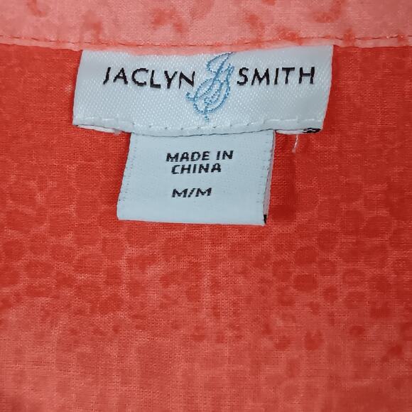 Jaclyn Smith Tunic Size Medium Orange Snake Print Button Down Long Sleeve Pocket - Picture 7 of 10